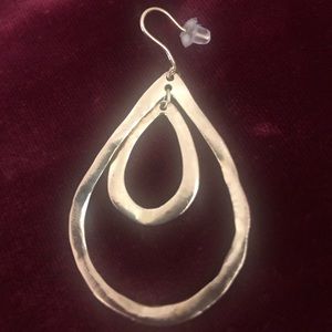 Handmade tear drop shape double hoop earrings